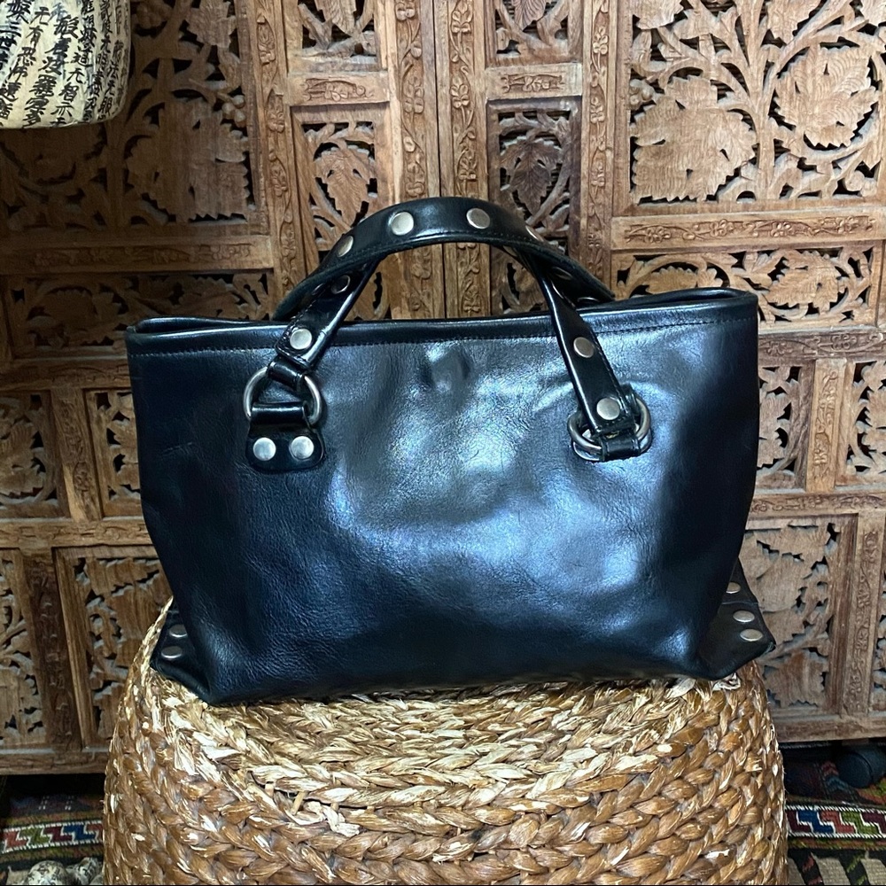 Black Leather Tote Bag
